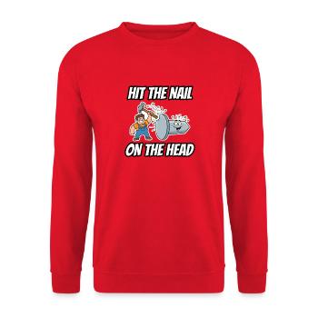 Trifft den Nagel auf den Kopf – lustige Idiom-Zeichentrickserie - Unisex Pullover - Rot - Vorne - Alina (178cm) & Michal (187cm)