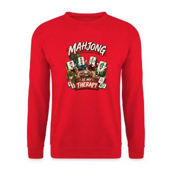 Mahjong Therapie Lounge - Unisex Pullover - Rot - Vorne - Alina (178cm) & Michal (187cm)