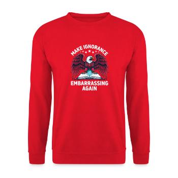 Ignoranz wieder peinlich machen Kritisches Denken - Unisex Pullover - Rot - Vorne - Alina (178cm) & Michal (187cm)