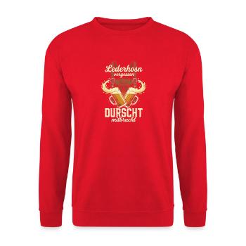 Lederhosn Vergessen Durscht Mitbracht Bier - Unisex Pullover - Rot - Vorne - Alina (178cm) & Michal (187cm)