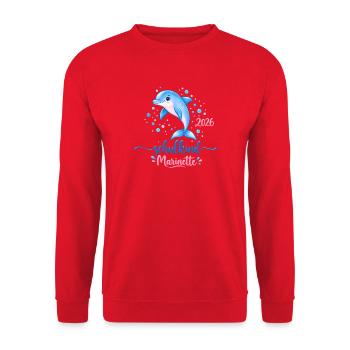 Delfin Schulkind Marinette 2026 - Unisex Pullover - Rot - Vorne - Alina (178cm) & Michal (187cm)