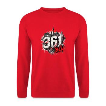 Berlin 361 BLN – Graffiti Skyline - Unisex Pullover - Rot - Vorne - Alina (178cm) & Michal (187cm)