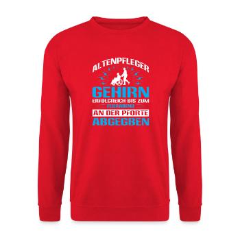 Altenpflege Pfleger Pflegepersonal Pflegekraft - Unisex Pullover - Rot - Vorne - Alina (178cm) & Michal (187cm)