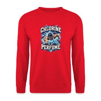 Chlorine Is My Perfume Schwimmer - Unisex Pullover - Rot - Vorne - Alina (178cm) & Michal (187cm)
