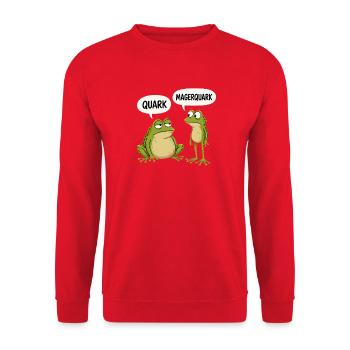 Quark Magerquark Lustige Frösche Humor - Unisex Pullover - Rot - Vorne - Alina (178cm) & Michal (187cm)