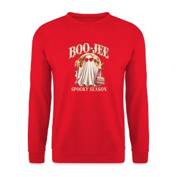  Boo Jee Geist Gruselige Saison Vintage Halloween - Unisex Pullover - Rot - Vorne - Alina (178cm) & Michal (187cm)