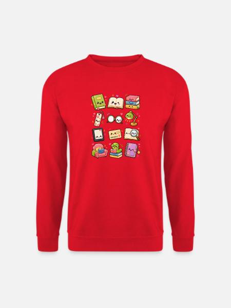 Kawaii Lesen | Bücher & Leseratten - Unisex Pullover - Rot