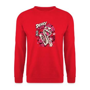 Rosen-Skelett Verliebt - Unisex Pullover - Rot - Vorne - Alina (178cm) & Michal (187cm)