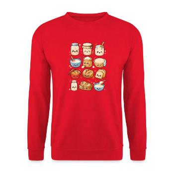 Kawaii Sauerteig | Brot & Backen - Unisex Pullover - Rot - Vorne - Alina (178cm) & Michal (187cm)