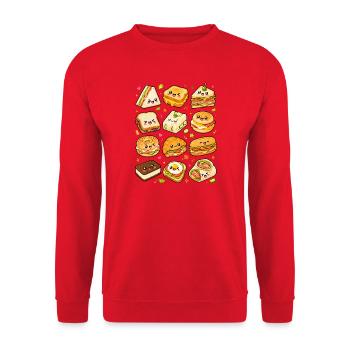 Kawaii Sandwiches | Brotzeit & Snacks - Unisex Pullover - Rot - Vorne - Alina (178cm) & Michal (187cm)