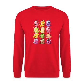 Kawaii Smoothies | Obst & Drinks - Unisex Pullover - Rot - Vorne - Alina (178cm) & Michal (187cm)