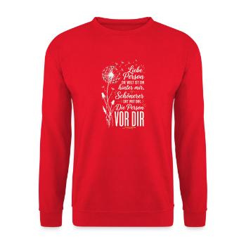 An die Person Hinter Mir Liebe Person Hinter Mi - Unisex Pullover - Rot - Vorne - Alina (178cm) & Michal (187cm)