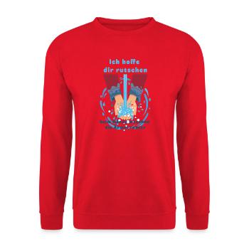 Händewaschen: Schadenfreude schönste Freude! - Unisex Pullover - Rot - Vorne - Alina (178cm) & Michal (187cm)