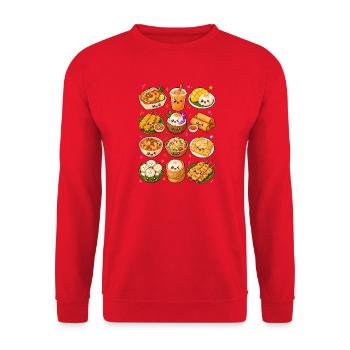 Kawaii Thai Food | Thailand & Streetfood - Unisex Pullover - Rot - Vorne - Alina (178cm) & Michal (187cm)