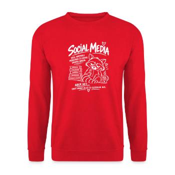Social Media – Weil normale Menschen zu wenig Dram - Unisex Pullover - Rot - Vorne - Alina (178cm) & Michal (187cm)