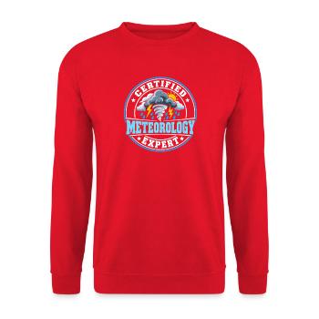 Meteorologie Experte Meteorologen Geschenk - Unisex Pullover - Rot - Vorne - Alina (178cm) & Michal (187cm)