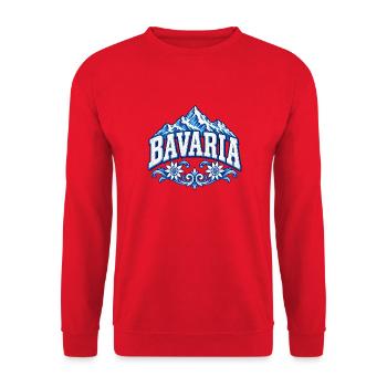 Bavaria – Bayern Berge und Edelweiß - Unisex Pullover - Rot - Vorne - Alina (178cm) & Michal (187cm)