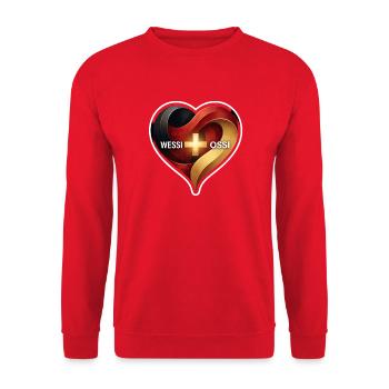 WessiOssi Herzverbindung - Unisex Pullover - Rot - Vorne - Alina (178cm) & Michal (187cm)