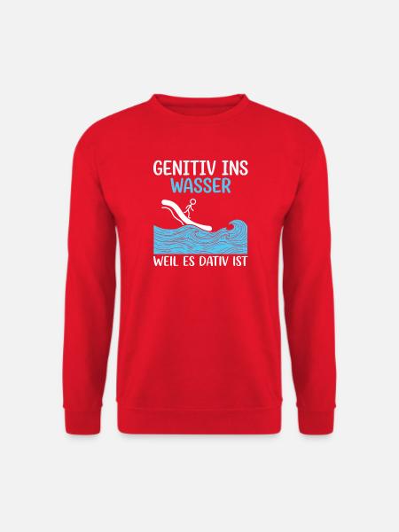 Genitiv ins Wasser Surfwitz - Unisex Pullover - Rot