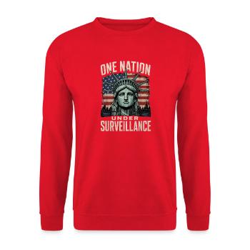  Anti Surveillance State Statue Of Liberty Privacy - Unisex Pullover - Rot - Vorne - Alina (178cm) & Michal (187cm)