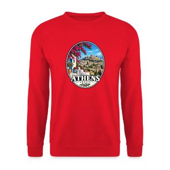 Athen Griechenland Akropolis Urlaub Vintage - Unisex Pullover - Rot - Vorne - Alina (178cm) & Michal (187cm)