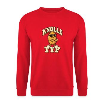 Knolle Typ – Coole Kartoffel mit Sonnenbrille - Unisex Pullover - Rot - Vorne - Alina (178cm) & Michal (187cm)