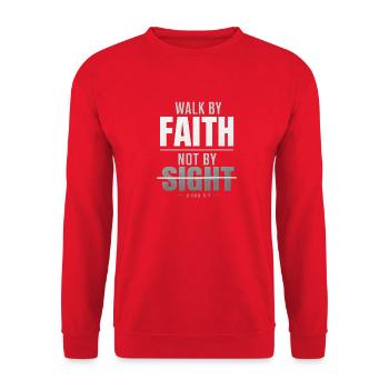  Christlicher Glauben Wandle Im Glauben Nicht Im - Unisex Pullover - Rot - Vorne - Alina (178cm) & Michal (187cm)