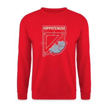 Hypotenusen-Hippo Traum - Unisex Pullover - Rot - Vorne - Alina (178cm) & Michal (187cm)