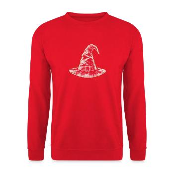 Weißer Hexenhut Neon-Outline - Unisex Pullover - Rot - Vorne - Alina (178cm) & Michal (187cm)