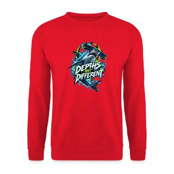 Tiefseehai Neon Glitch - Unisex Pullover - Rot - Vorne - Alina (178cm) & Michal (187cm)