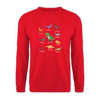 Dinosaurier Arten Urzeit Dinos Kinder Geschenk - Unisex Pullover - Rot - Vorne - Alina (178cm) & Michal (187cm)