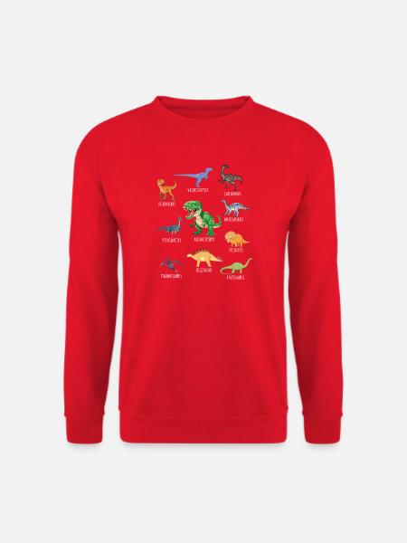 Dinosaurier Arten Urzeit Dinos Kinder Geschenk - Unisex Pullover - Rot