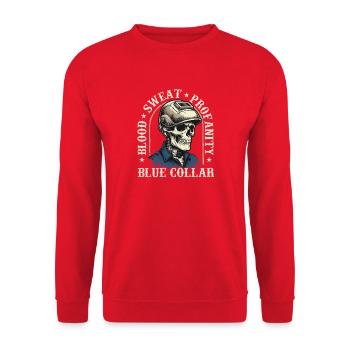 Blut-Schweiß-Fluch Blaukragen – Schweißschweißnaht - Unisex Pullover - Rot - Vorne - Alina (178cm) & Michal (187cm)