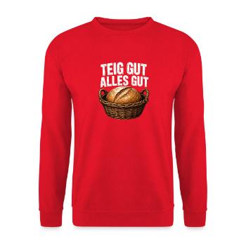 Teig Gut Alles Gut Brot Bäckerei Backen Sauerteig - Unisex Pullover - Rot - Vorne - Alina (178cm) & Michal (187cm)