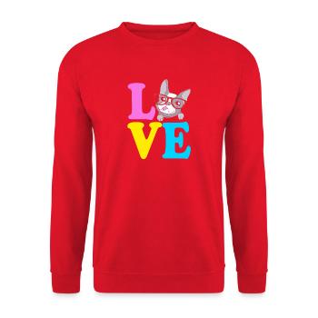 Boston Terrier - Unisex Pullover - Rot - Vorne - Alina (178cm) & Michal (187cm)