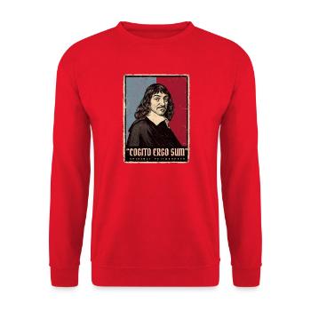 Ich denke also bin ich Rene Descartes  - Unisex Pullover - Rot - Vorne - Alina (178cm) & Michal (187cm)