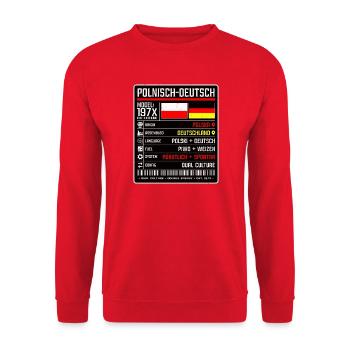 Deutschpolen - zwischen zwei Kulturen 197x - Unisex Pullover - Rot - Vorne - Alina (178cm) & Michal (187cm)