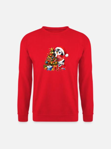 Niedlicher Pinguin Weihnachtsmann-hut - Unisex Pullover - Rot