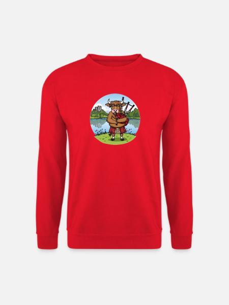 Highland-Kuh-Dudelsäcke - Unisex Pullover - Rot