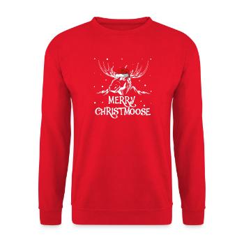 Merry ChristMoose Weihnachtsdesign - Unisex Pullover - Rot - Vorne - Alina (178cm) & Michal (187cm)