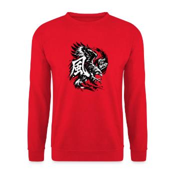 Winddrache im Sturm - Unisex Pullover - Rot - Vorne - Alina (178cm) & Michal (187cm)