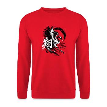 Pinselkran im Schwarzweiß-Design - Unisex Pullover - Rot - Vorne - Alina (178cm) & Michal (187cm)