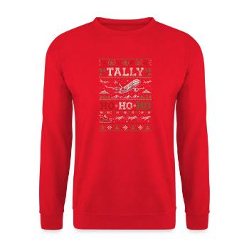 Tally Ho Lustiger Weihnachtspullover für Airline-P - Unisex Pullover - Rot - Vorne - Alina (178cm) & Michal (187cm)