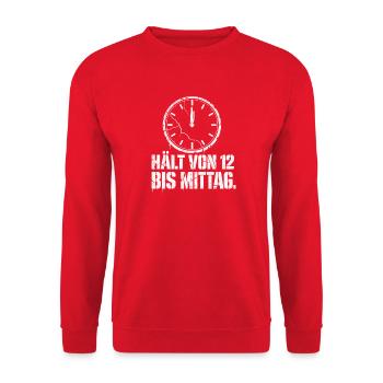 Hält von 12 bis Mittag Handwerker Pfusch Shirt - Unisex Pullover - Rot - Vorne - Alina (178cm) & Michal (187cm)