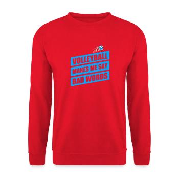 Volleyball makes me say bad word Volleyballspieler - Unisex Pullover - Rot - Vorne - Alina (178cm) & Michal (187cm)