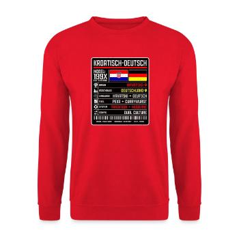 Deutschkroaten - zwischen zwei Kulturen 199x - Unisex Pullover - Rot - Vorne - Alina (178cm) & Michal (187cm)