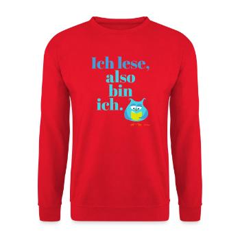 Ich lese, also bin ich! - Unisex Pullover - Rot - Vorne - Alina (178cm) & Michal (187cm)