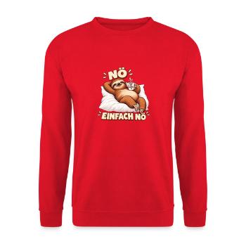 Faultier Nö Einfach Nö Erst Mal Kaffee - Unisex Pullover - Rot - Vorne - Alina (178cm) & Michal (187cm)