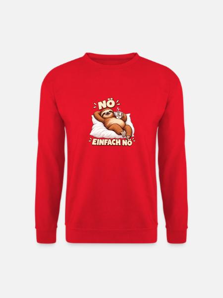 Faultier Nö Einfach Nö Erst Mal Kaffee - Unisex Pullover - Rot