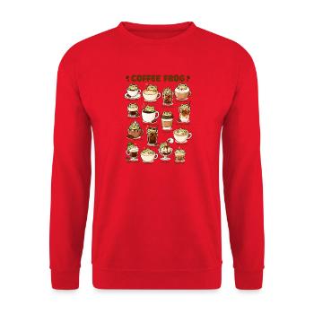 Kaffee Frosch Kawaii Niedlicher Frosch Liebhaber - Unisex Pullover - Rot - Vorne - Alina (178cm) & Michal (187cm)